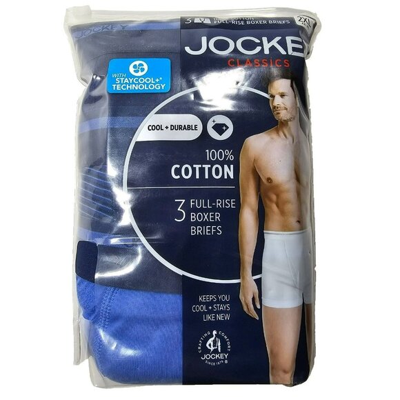 Jockey Other - Jockey Classics 3pk Men's Full Rise Boxer Brief Underwear Size 2XL (44-46) Blue